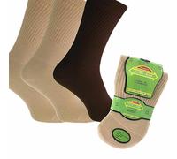Cheeky Chops Extra Wide Diabetic Socks for Women, Cotton Blend, 3 Pairs, UK Size 4-8, Extra Wide Comfort Fit Socks Oedema Poor Circulation Ladies 4-8 Brown
