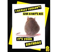 Cheeky Chops Funny Birthday Card Animals Banter Cheeky Humour Couldn't Give a Rat Ass It's Your Birthday C326, Full colour, Large A5 Card