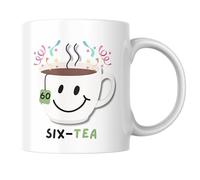Cheeky Chops Six-Tea 60th Birthday Mug, Gift for Women, Funny Tea Lover Cup, Sixtieth Friend, Wife, Mum, Ceramic Mug for Her CMUG687