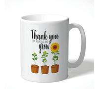 Cheeky Chops Thank You Teacher Mug Funny Sunflower Coffee Cup for Teaching Assistant Mentor End of Term KMUG06