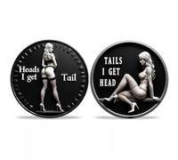 Cheeky Decision Coin, Heads I Get Tail Coin for Collectors, Funny Heads or Tails Coin, Double Side Sex Coin Prank Gifts for Men Women Date Night Ideas (2PCS)