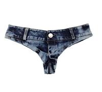 Cheeky Folie Sexy Women Denim Short Cut Off Thong Low Raise, Blue, Size S, Ref SJ6-7