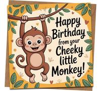 Cheeky Little Monkey Birthday Card - Cute Jungle Monkey Design, “Happy Birthday from Your Cheeky Little Monkey!” - for Kids, Son, Daughter, Grandson, Granddaughter