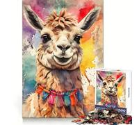 Cheeky Llama with Colorful Tassels Jigsaw Puzzles for Adults1000 Pieces Memory Training Serene Escape Flawless Cut Birthday Gift (50x75cm)