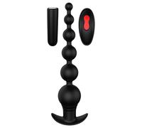 Cheeky Love - Rechargeable Beaded Anal Vibrator with Remote (Black)