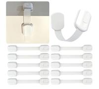 Cheeky Monkey® (10 Pack) with Extra Adhesive Premium Child Locks for Cupboards, Child Proof Drawer Locks, Cabinet Locks Baby Proofing with No Drilling, Adjustable, Cupboard Locks for Children