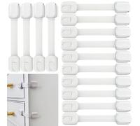 Cheeky Monkey® (14 Pack & 14 Extra Adhesive) Premium Baby Proofing Cupboard Locks for Children - Adjustable Cabinet & Drawer Safety Locks, Strong Adhesive Child Safety Straps, Easy Install No Screws