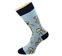 Cheeky Monkey and Banana Design, Light Blue and Navy Woven Ladies Socks UK 4-8