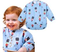 Cheeky Monkey Baby Bibs with Sleeves Waterproof | Long Sleeve Weaning Bib | Royal Guards Coverall BLW Feeding Bib | BPA Free | Machine Washable | Food Catcher Pocket | Boys Girls 6-24 Months