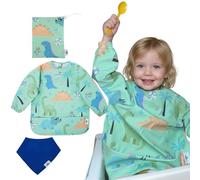 Cheeky Monkey® Baby Bibs with Sleeves Waterproof Weaning Essentials for 6-24 Months | Easy Clean | Coverall Long Sleeve Bibs | Machine Washable baby weaning bib | Ideal for Feeding and Dribble