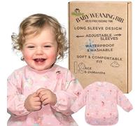 Cheeky Monkey Long Sleeve Baby Bib, Waterproof Weaning Coverall, Unicorn
