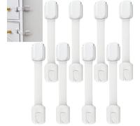 Cheeky Monkey® Premium Baby Proofing Door Locks for Children - 8 Pack Adjustable Cabinet & Drawer Safety Locks, Strong Adhesive Child Safety Straps, Easy Install 8 Extra Pads (Adjustable, 8, Count)