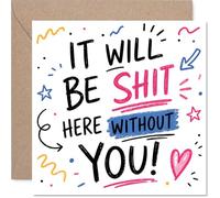 Cheeky New Job Card - Leaving Just Got Real - Bold, Colourful Doodles with a Cheeky Farewell Slogan - 145mm Square, Envelope Included