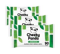 Cheeky Panda Antibacterial Wipes - 90 Bamboo Cleaning Cloths for Kitchen & Home, Kills 99.99% of Bacteria, PFAS Tested, Vegan & Cruelty Free (Pack of 3)