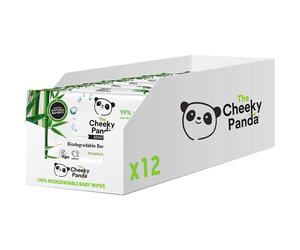 Cheeky Panda Bamboo Biodegradable Baby Wipes Multipack 99% Purified Water Suitable for Sensitive Skin Dermatologically Testedn60 Count (Pack of 12)