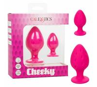 Cheeky Pink Duo Butt Plug 2 Size Set Anal Training Suction Cup Cute Sex Toy Kit