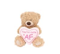 Cheeky Plush Teddy Bear 20cm - Hilarious Valentine's or B'day Gift! Soft Cuddly Bear Holding Heart or Star with Rude Sassy Message - Funny Gift for Boyfriend Girlfriend or Bestie (Cute AF)