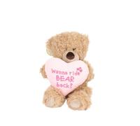 Cheeky Plush Teddy Bear 20cm - Hilarious Valentine's or B'day Gift! Soft Cuddly Bear Holding Heart or Star with Rude Sassy Message - Funny Gift for Boyfriend Girlfriend or Bestie (Bear Back)