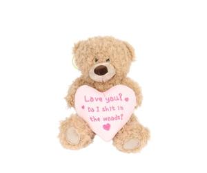 Cheeky Plush Teddy Bear 20cm - Hilarious Valentine's or B'day Gift! Soft Cuddly Bear Holding Heart or Star with Rude Sassy Message - Funny Gift for Boyfriend Girlfriend or Bestie (Love you?)