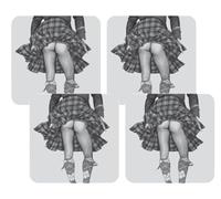 Cheeky Scottish True Scotsman Kilted Highland Swing Set Of 4 Boxed Grey Coasters