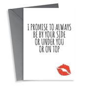 Cheeky Typography Anniversary Card/Valentines Day Card - I Promise To Always Be By Your Side Or Under You Or On Tp
