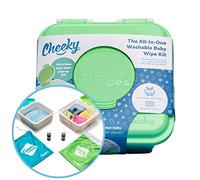 Cheeky Wipes Reusable Baby Wipe Kit - 25 Washable Rainbow Cotton Terry Wipes, 15x15cm with Soaking Box, Mucky Soaking Box & Fresh and Mucky Essential Oil for Soaking (10ml)