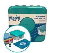 Cheeky Wipes Reusable Mini Baby Wipe Kit - 25 Cotton Terry Wipes, Rainbow, 15x15cm, Nappy Wipes, Travel Bag, Soaking Solution 10ml
