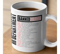 CheekyGit Banned Co-Worker Names Mug, 11 oz - Funny HR Mug for The Office, Home, or a as a Gift for Friends, Family or Co-Workers