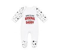 Cheekytots Born to love Arsenal just like Daddy - 100% Cotton, Ultra-Soft, Cosy, and Breathable Rompersuits for Infants and Toddlers