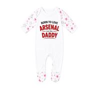 Cheekytots Born to love Arsenal just like Daddy - 100% Cotton, Ultra-Soft, Cosy, and Breathable Rompersuits for Infants and Toddlers