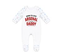 Cheekytots Born to love Arsenal just like Daddy - 100% Cotton, Ultra-Soft, Cosy, and Breathable Rompersuits for Infants and Toddlers