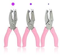 CheeMuii 3 Pieces Metal Handheld Paper Punch Single-Hole Tag Punch Set with Plastic Handle for Circle Holes for DIY Craft Tag