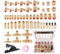 CheeMuii 58 Pcs Brass DOT Air Line Fittings Kit Push Lock DOT Air Fittings Push to Connect Fittings NPT Thread & Quick Connect Air Hose Fittings for Air Line Air Hose Pneumatic Tubing