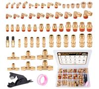 CheeMuii 60 Pcs Brass DOT Air Line Fittings kit Push Lock DOT Air Fittings Push to Connect Fittings NPT Thread & Quick Connect Air Hose Fittings for Air Line Air Hose Pneumatic Tubing