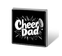 Cheer Dad Cheerleading Father Square Badge Pin Metal Memorial Brooch Button Lapel Pins for Backpack Wedding