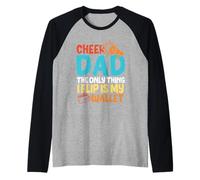 Cheer Dad The Only Thing I Flip Is My Wallet Father's Day Raglan Baseball Tee