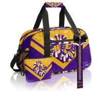 Cheer Duffel Bag with Makeup Bag & Bow Keychain for Women, Cheerleading Dance Gymnastics Bag, Cheerleaders Gift, Gold&Purple, Cheer Duffel Bag for Cheerleaders