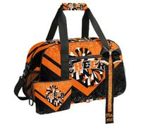 Cheer Duffel Bag with Makeup Bag & Bow Keychain for Women, Cheerleading Dance Gymnastics Bag, Cheerleaders Gift, Orange&Black, Cheer Duffel Bag for Cheerleaders