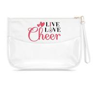 Cheer Gift for Cheerleaders Clear Makeup Bag Appreciation Gift for Cheer Coach Mum Cheerleading Team Present for Women Friends Girl Cosmetic Bag Cheerleader Themed Birthday Christmas Travel Pouch
