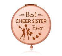 Cheer Gifts for Girls Sister Compact Pocket Makeup Mirror for Cheer Friends Sister Cheerleading Gift Thank You Gifts for Cheer Coach Folding Makeup Mirror for Cheer Sister Christmas Birthday Gifts