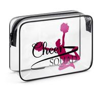 Cheer Gifts for Girls Women Makeup Bag Cheerleader Gifts Clear Zipper Toiletry Pouch Cheerleader Gifts Cheer Coach Gift Birthday Christmas Graduation Gifts for Cheer Sister Friends PVC Cosmetic Bag
