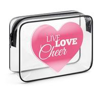 Cheer Gifts for Girls Women Makeup Bag Cheerleading Gifts Cheerleader Cheer Team Inspirational Gift Clear Cosmetic Bag Christmas Birthday Graduation Gift for Cheer Sister Friends PVC Toiletry Pouch