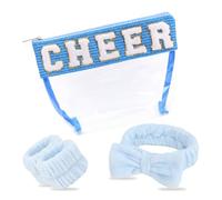 Cheer Gifts Makeup Bag Clear Chenille Letter Tote Waterproof PVC Travel Stuff For Girls Mom Women Team Cheerleaders Teacher Coaches., Blue, Fashion