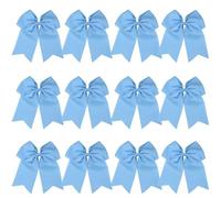 Cheer Hair Bows 12Pcs Large Cheer Bow Elastic Band Hair Ties Hair Bow Accessories For Cheerleading Teen Girls(Light blue)