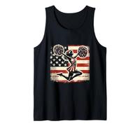 Cheer Lover Cheerleader America US Flag 4th July Patriotic Tank Top
