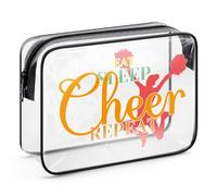 Cheer Makeup Bag Cheerleader Gifts Cheerleading Gift Cheer Theme Cosmetic Bag for Girls Women Cheerleading Coach Cheer Team Gift Christmas Birthday Gift for Cheer Sister Friends PVC Clear Toiletry Bag