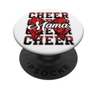 Cheer Mama Mom Bow Sport Cheerleader Cheerleading Red PopSockets Adhesive PopGrip