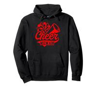 Cheer Memaw Biggest Fan Leopard Print Black And Red Pom Pom Pullover Hoodie