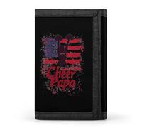 Cheer Papa Cheerleader U.S. Flag Printed Trifold Wallet for Men Funny Credit Card Holder Wallet with Id Window
