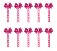 Cheer Pin Me Ribbons, 10Pcs Pin Me Straps with Rhinestones Bow Cheer Bag Bow Keychain for Girls Backpack Cheerleading Sports